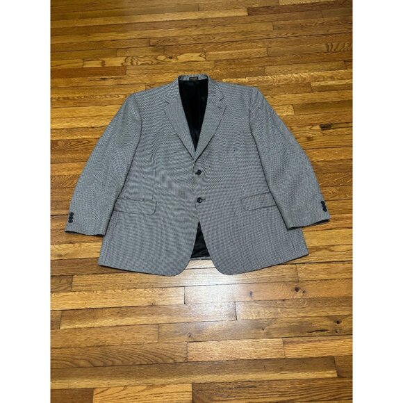 Stafford Mens Blazer Suit Jacket 50R Poly Wool Houndstooth 2 Button Sport Coat - Picture 1 of 8